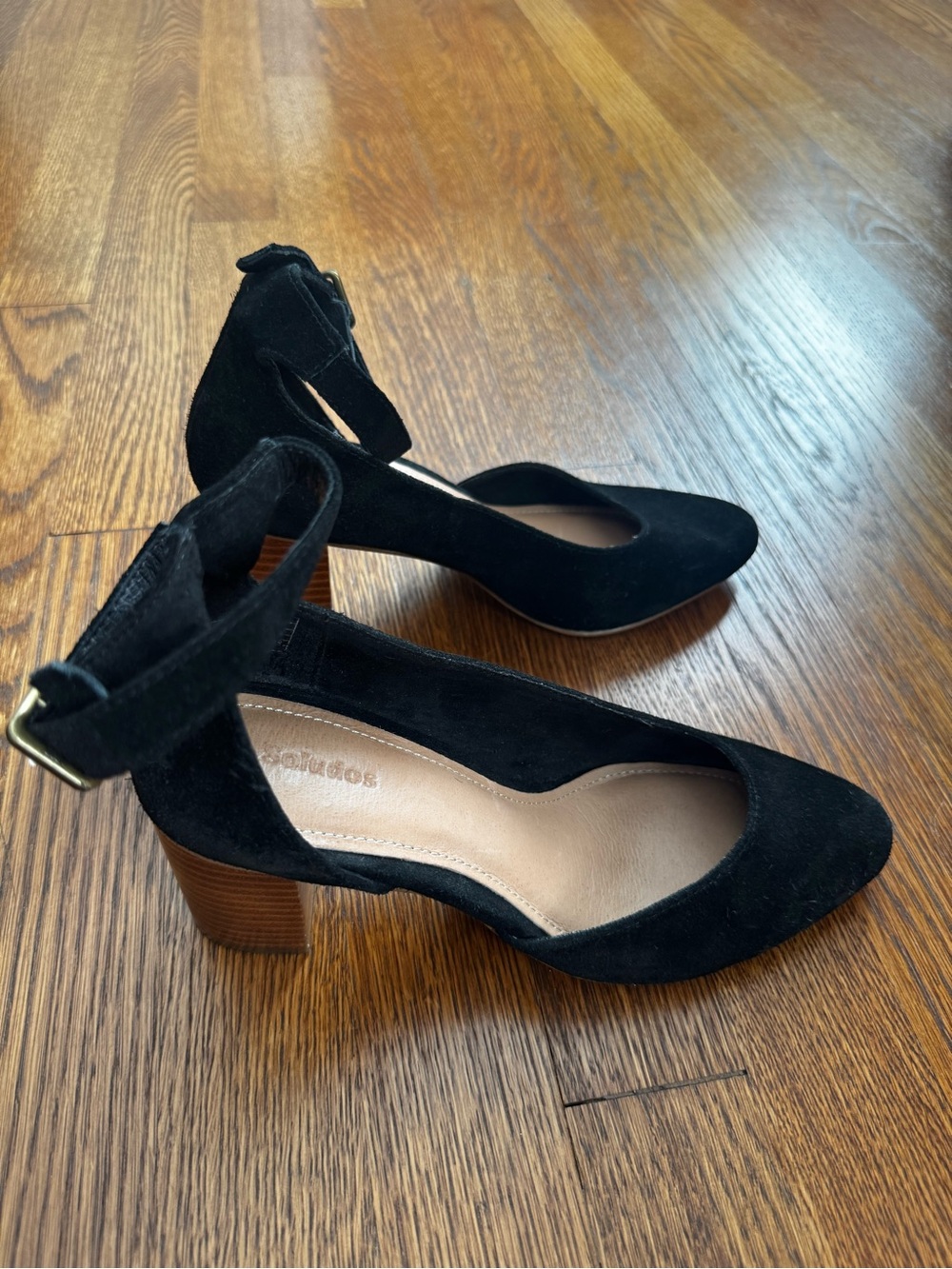 Soludos Black Suede Pointed-Toe Ankle-Strap Heels - Picture 2 of 6
